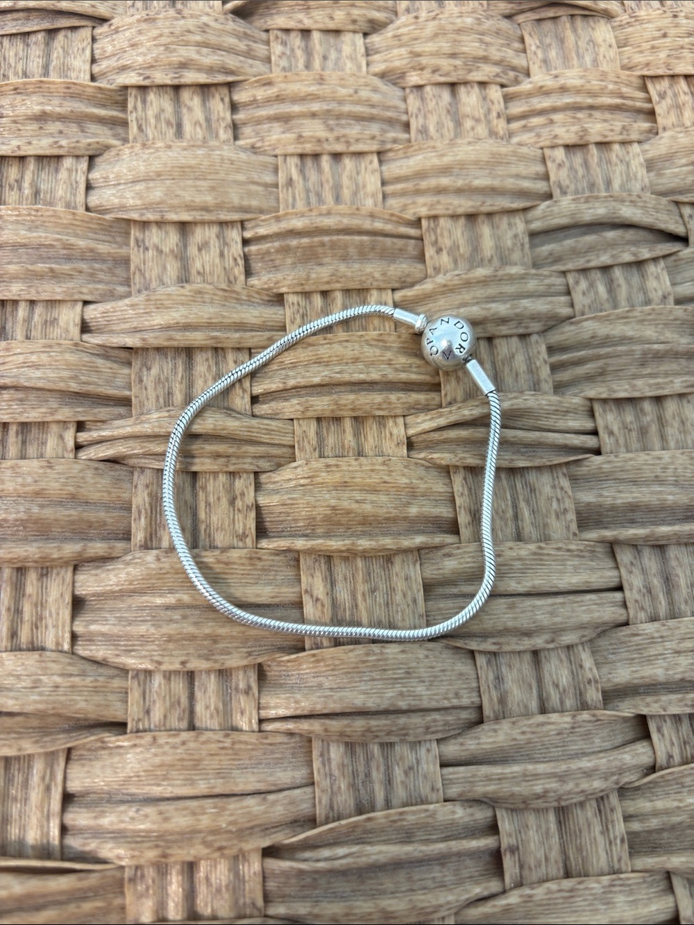 Pandora Silver Snake Chain Bracelet with Logo Clasp